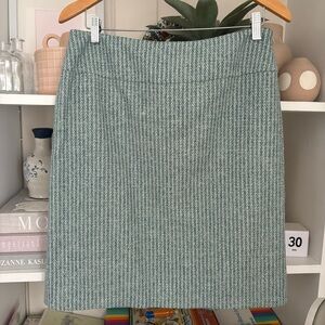 Loft Green Herringbone Print Pencil Skirt Size 8